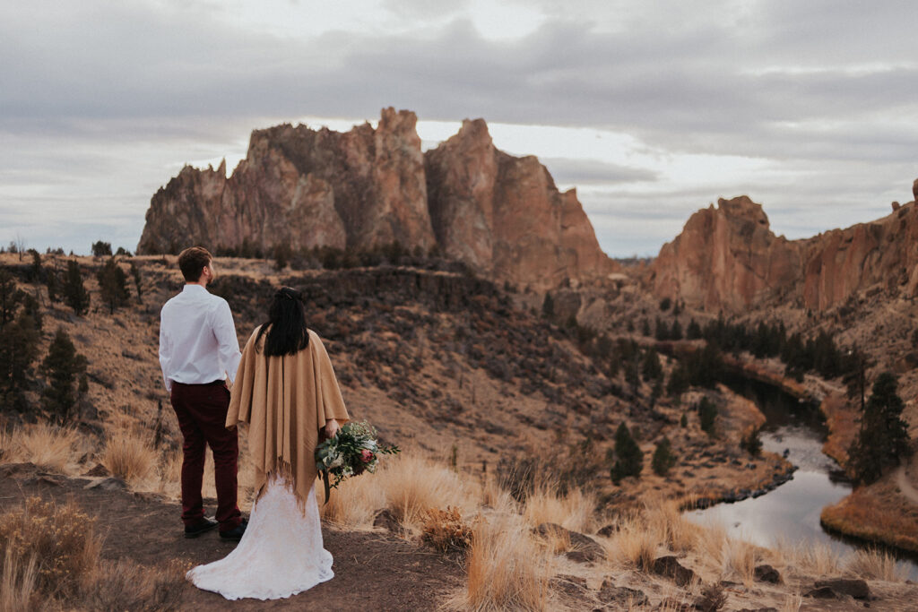 Private elopement at Smith Rock State Park in Oregon