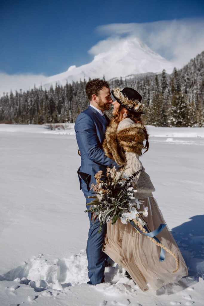 Mount Hood in the wintertime is a wonderful option for a snowy, adventurous elopement.