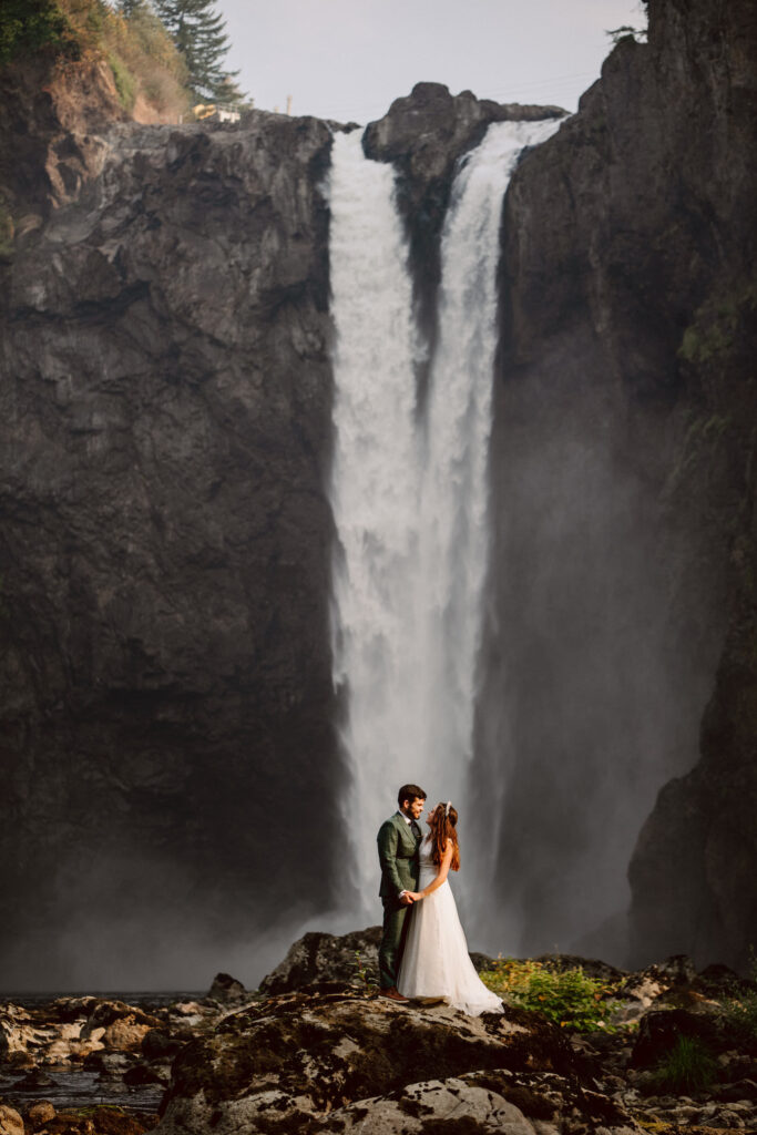 Snoqualmie Falls is a popular and magnificent destination for a Washington elopement.